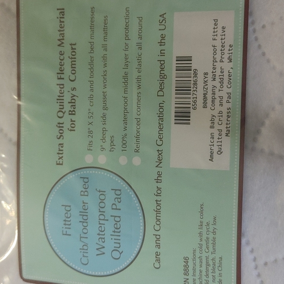 Extra Soft Quilted Fleece Fitted Pad for Crib/Toddler mattress, 28 x 52, White - Picture 2 of 2